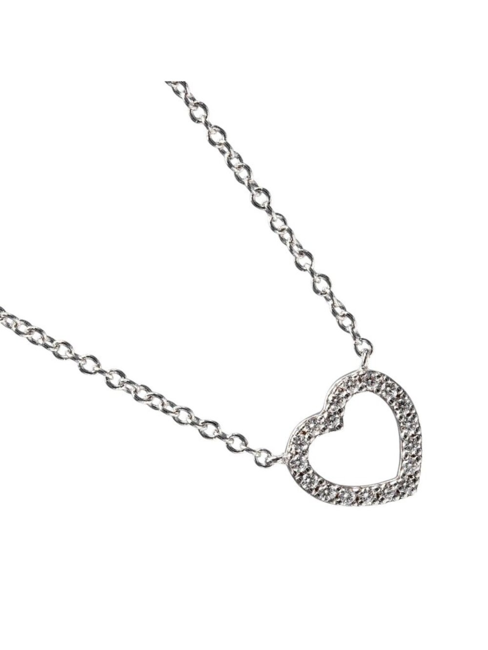 Tiffany & Co Metro Heart 18k White Gold Diamond Necklace